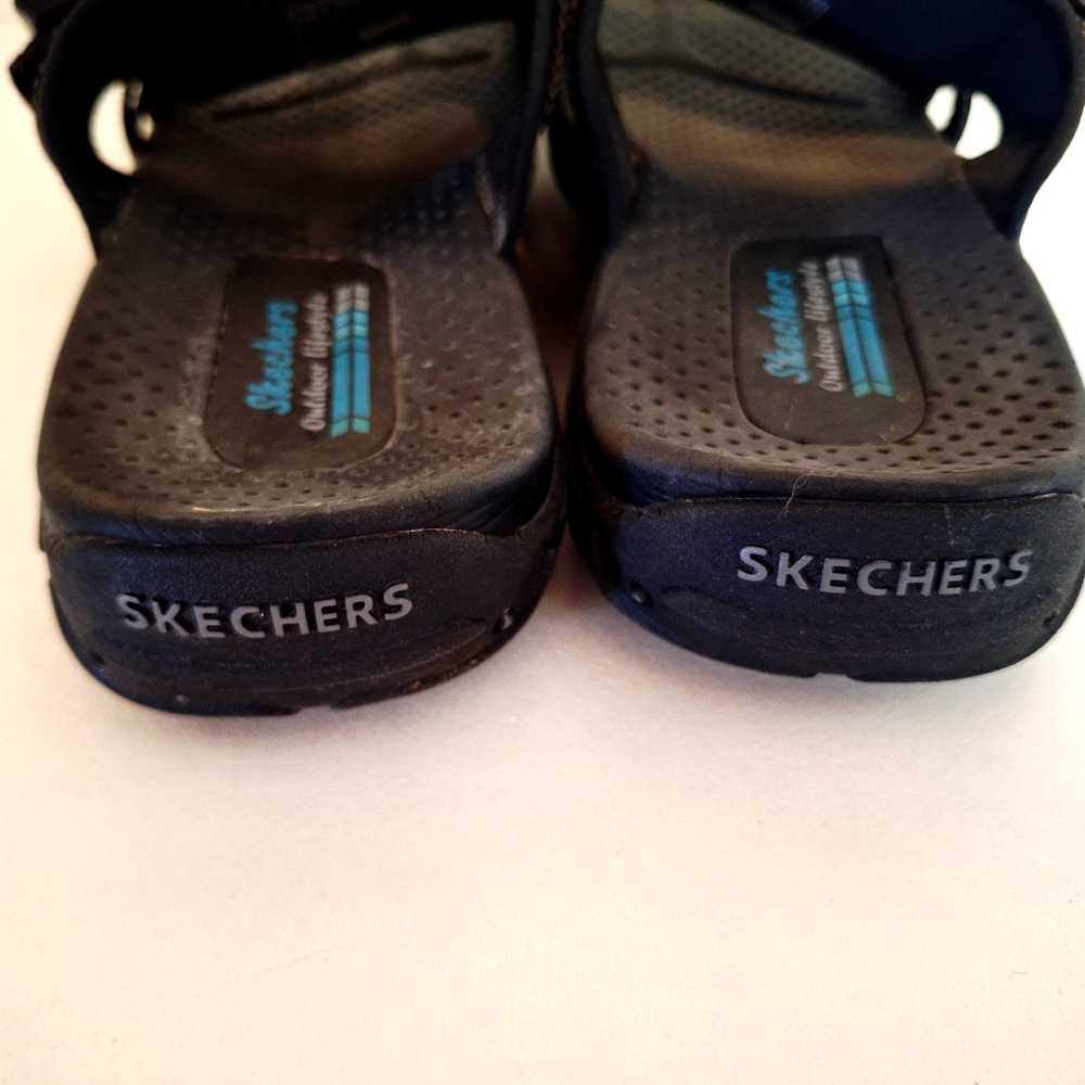 Skechers Reggae Navy Blue Slide On Sandal Arch Suppprt Very Good Conditon Sz 10 - Picture 6 of 8